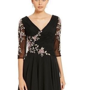 LASTING MOMENTS Black Embroidered Chiffon Gown